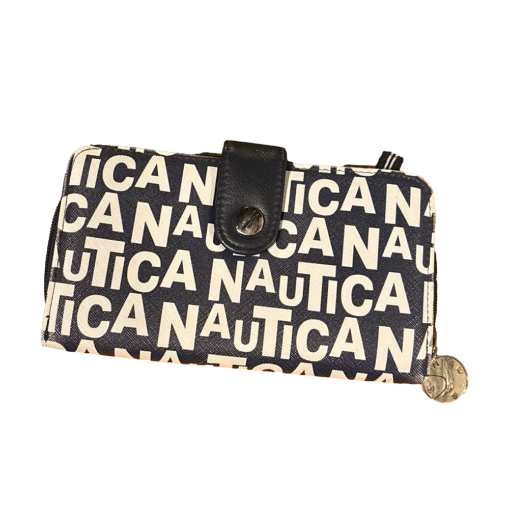 Nautica Blue and White Logo Wallet
